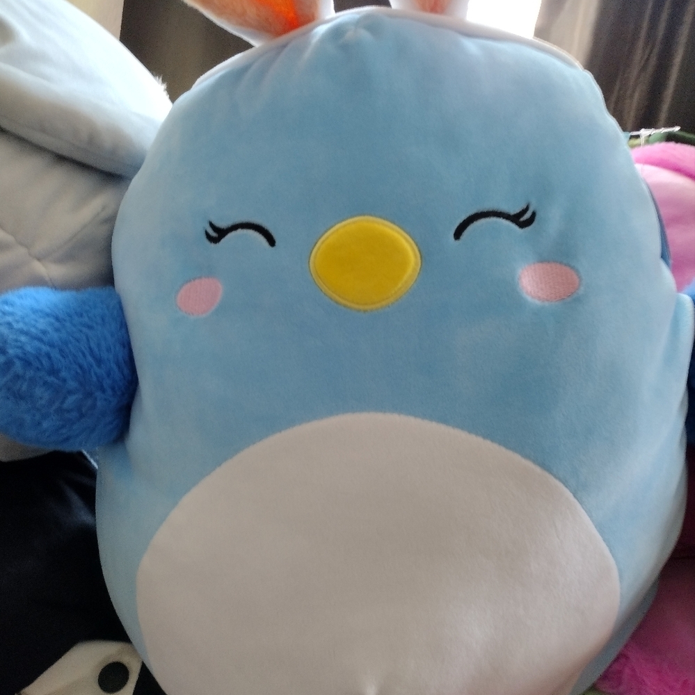 Squishmellow Easter 14" Blue Bird with Bunny Ears BEBE